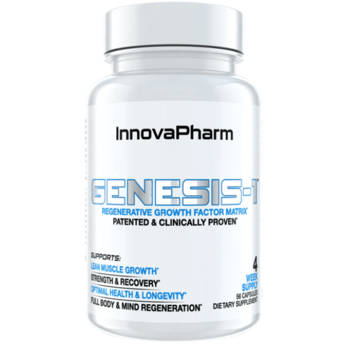 InnovaPharm Genesis 1 testosterone support supplement, front of container