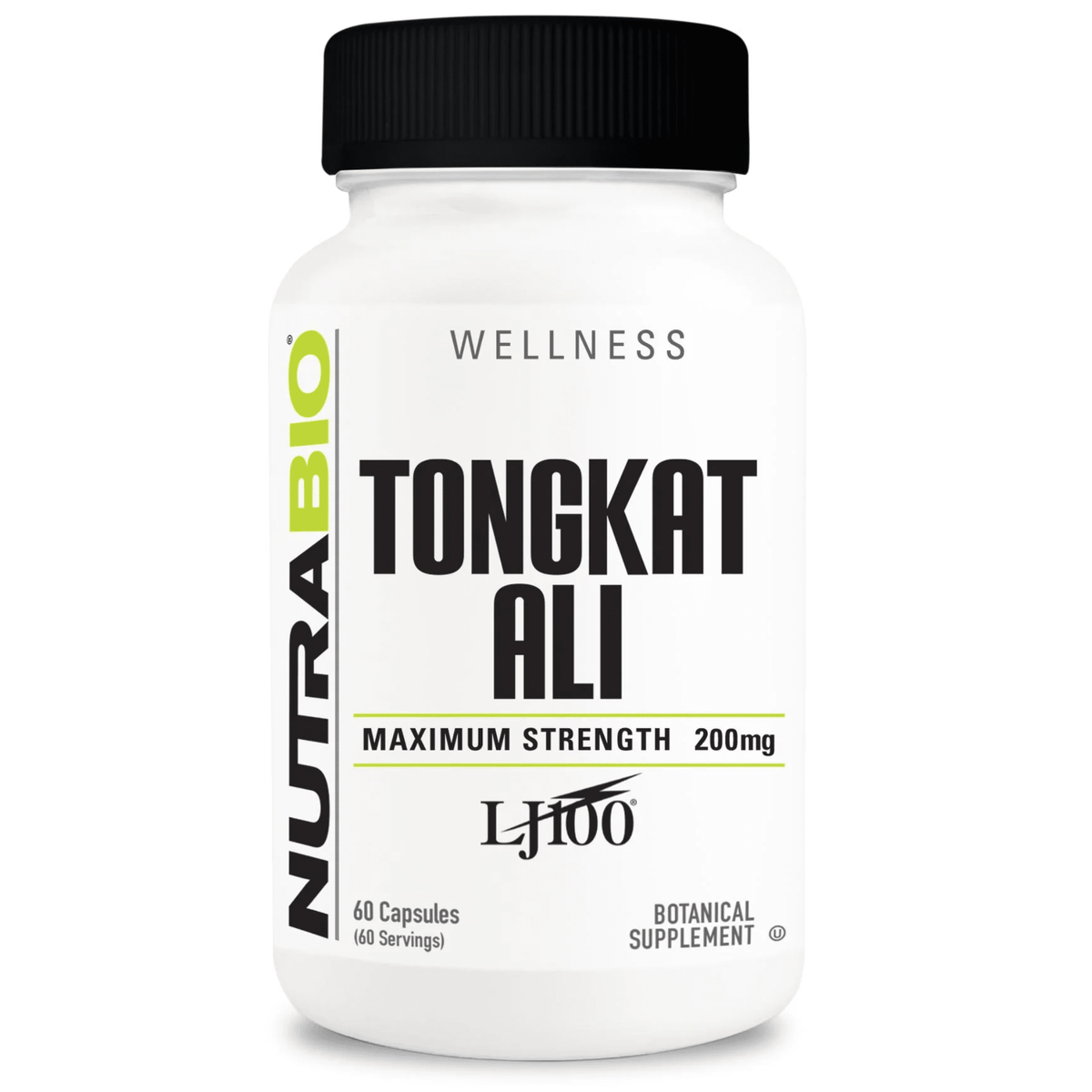 NutraBio Tongkat Ali testosterone support supplement, front of container
