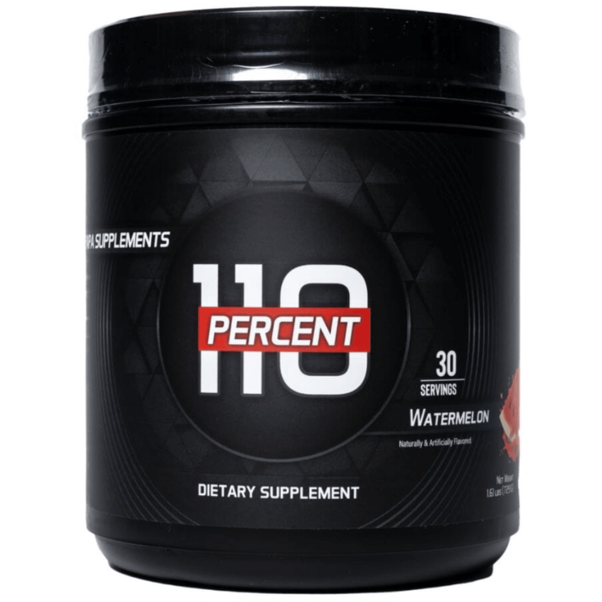 110 Percent Pre Workout, front of container