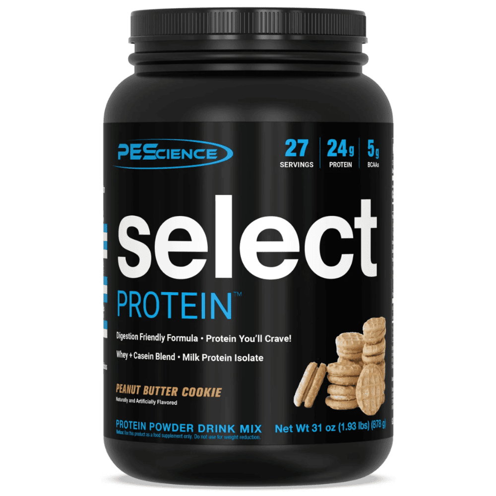 PES Select protein powder, 1.85lb size, Peanut Butter Cookie flavor